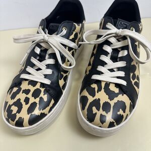 COACH Women’s Lowline Low Top Leather Sneaker With Print Leopard Sz 9.5 Women’s